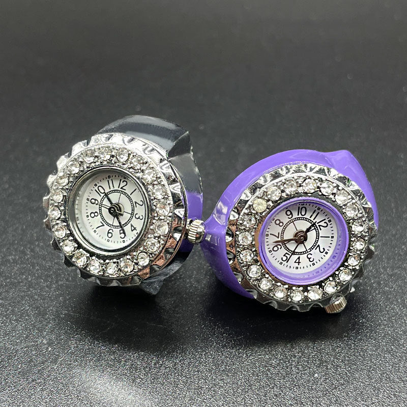 Reloj de anillo de diamantes de acero inoxidable al por mayor